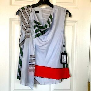 Emporio Armani silk blouse size EU40. stylish with one side drape.